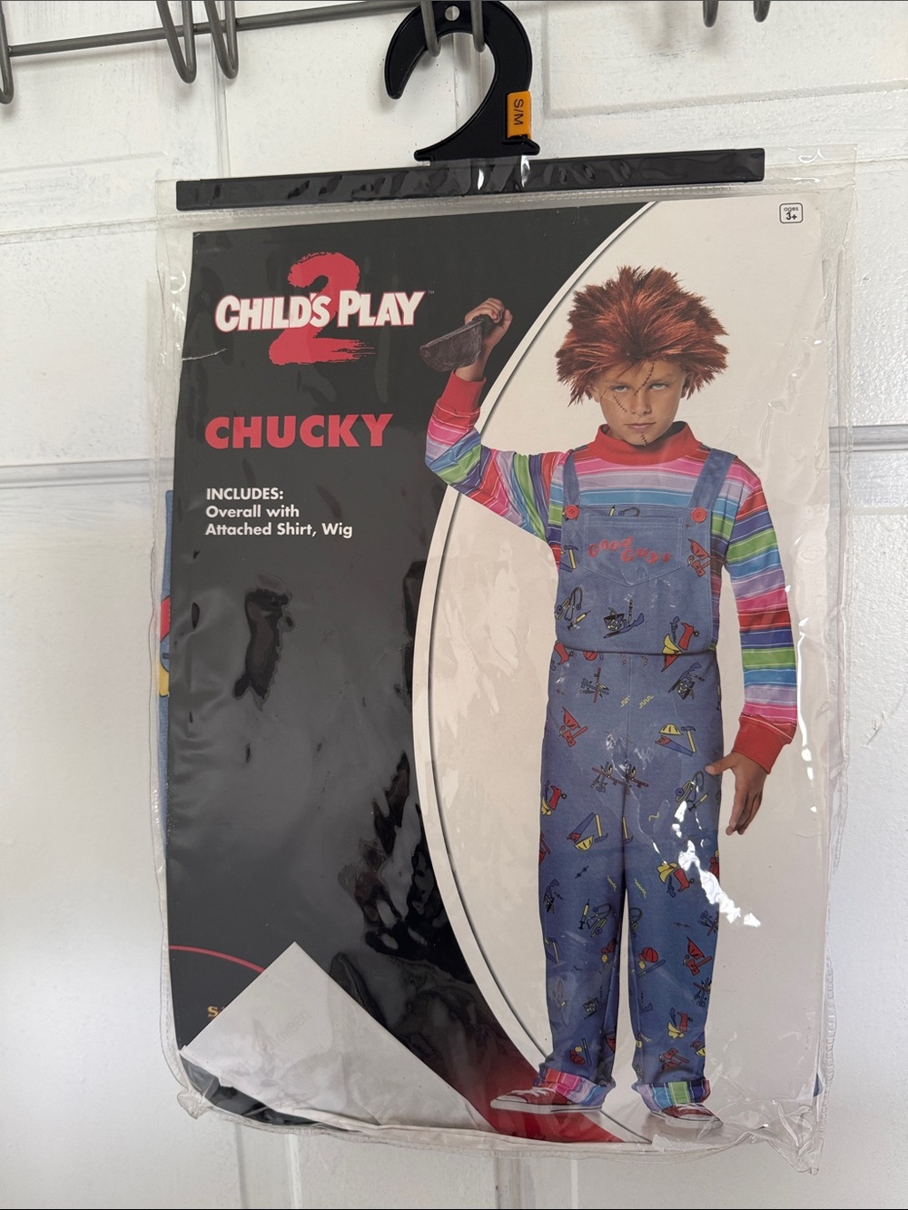 Spirit Child's Play Chucky Costume - Blue Overalls with Multicolor Striped Shirt